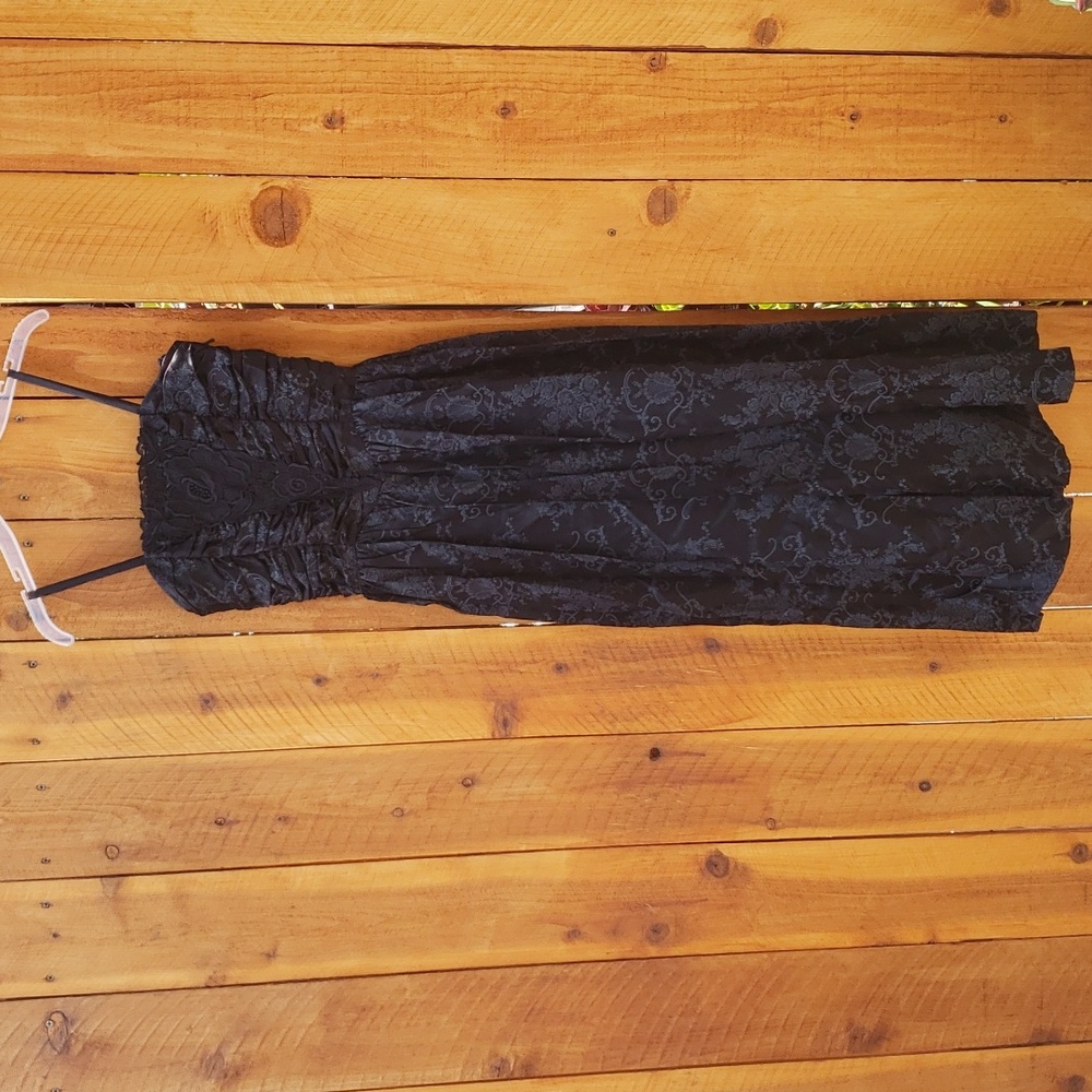 Gunne Sax Black Brocade Lace Detail Formal Dress 5 - Picture 7 of 7